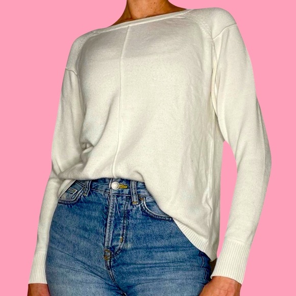 French Connection Crew Neck White Sweater Medium - Picture 1 of 8